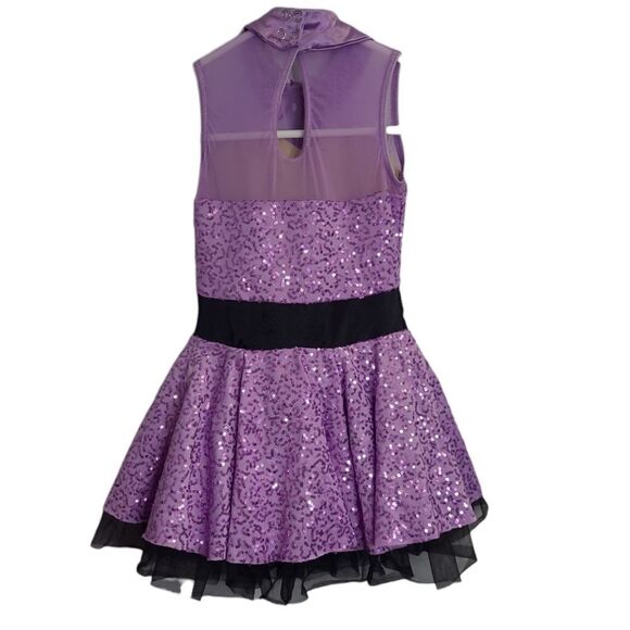 WEISSMAN purple sequin tutu one piece costume with‎ tie tap jazz IC 7/8 - Picture 3 of 11